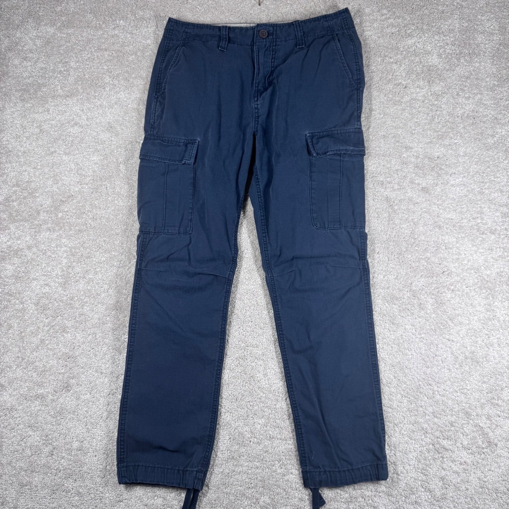 Aeropostale Mens Relaxed Cargo Pants Navy Blue Ripstop Cotton 28/30 LXSFBA195